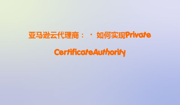 亚马逊云代理商：‌如何实现PrivateCertificateAuthority？‌