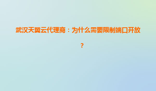 武汉天翼云代理商：为什么需要限制端口开放？