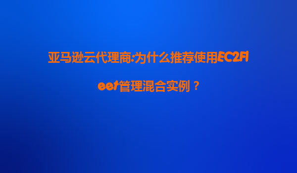 亚马逊云代理商:为什么推荐使用EC2Fleet管理混合实例？