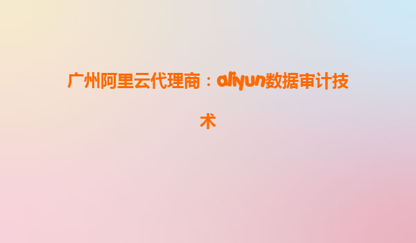 广州阿里云代理商：aliyun数据审计技术