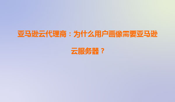 亚马逊云代理商：为什么用户画像需要亚马逊云服务器？