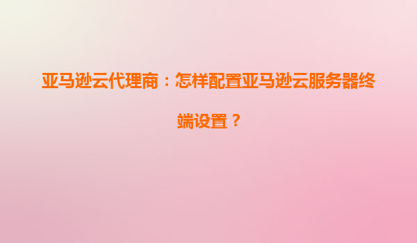 亚马逊云代理商：怎样配置亚马逊云服务器终端设置？