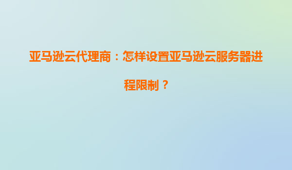 亚马逊云代理商：怎样设置亚马逊云服务器进程限制？