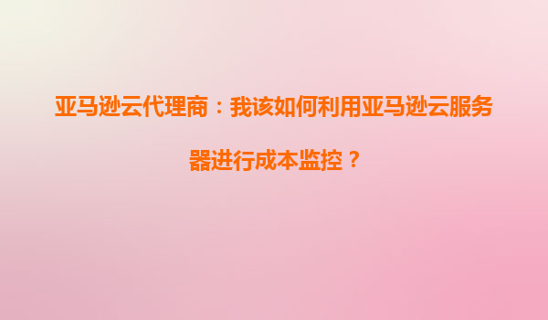 亚马逊云代理商：我该如何利用亚马逊云服务器进行成本监控？