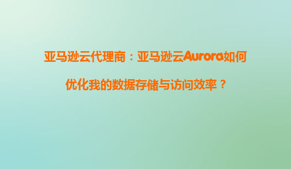 亚马逊云代理商：亚马逊云Aurora如何优化我的数据存储与访问效率？