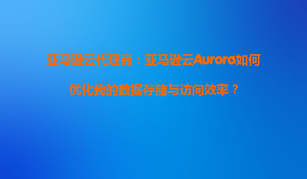 亚马逊云代理商：亚马逊云Aurora如何优化我的数据存储与访问效率？