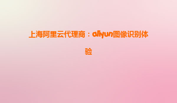 上海阿里云代理商：aliyun图像识别体验