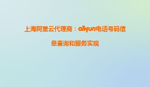 上海阿里云代理商：aliyun电话号码信息查询和服务实现