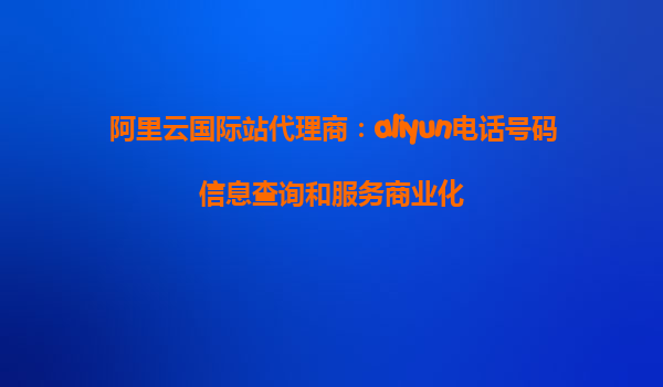 阿里云国际站代理商：aliyun电话号码信息查询和服务商业化