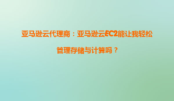 亚马逊云代理商：亚马逊云EC2能让我轻松管理存储与计算吗？