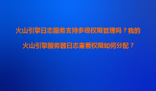 火山引擎日志服务支持多级权限管理吗？我的火山引擎服务器日志查看权限如何分配？