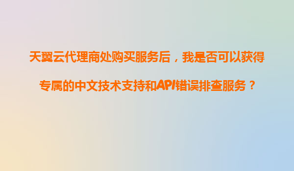 天翼云代理商处购买服务后，我是否可以获得专属的中文技术支持和API错误排查服务？